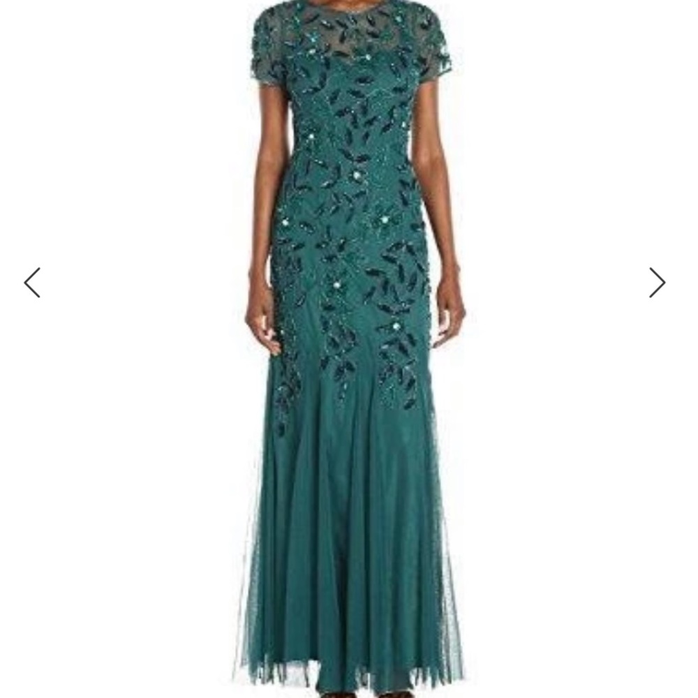 Teal Maxi Beaded Bridesmaid Dress